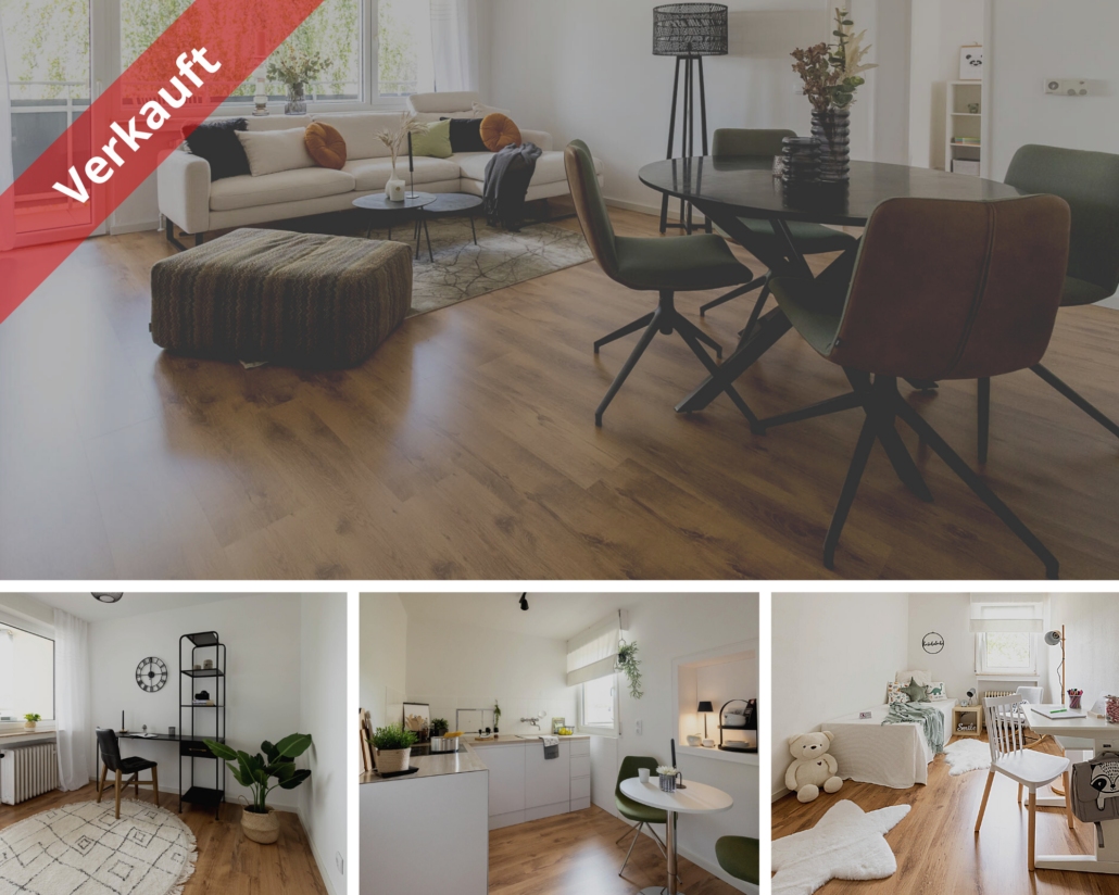 Eigentumswohnung in Andernach verkauft - Als Postkartenformat mit 1 großen und 3 kleineren Fotos zur Wohnung - Martina Wagner Immobilien